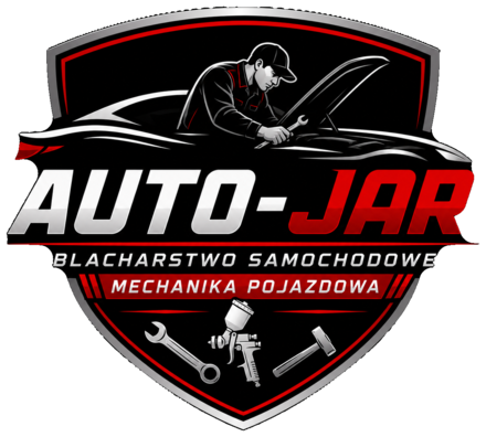Auto-Jar – tarcza z mechanikiem naprawiającym samochód, blacharstwo samochodowe i mechanika pojazdowa